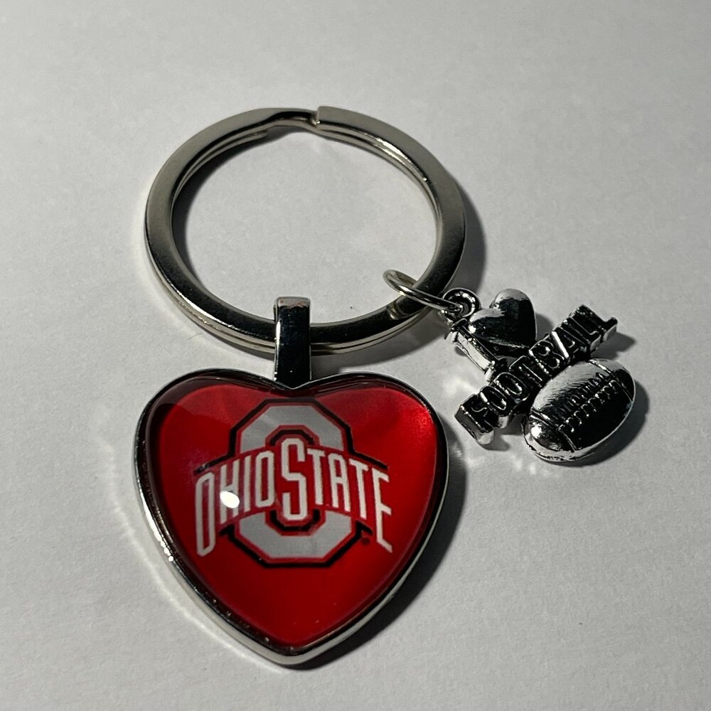 Ohio State Buckeyes NCAA I Love Football Keychain NEW!!